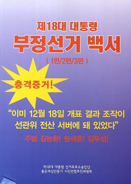 제18대 대통령 부정선거 백서 / 한영수 ; 김필원 공저